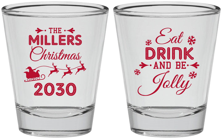 Personalized Christmas Shot Glasses - Eat Drink And Be Jolly | 280010