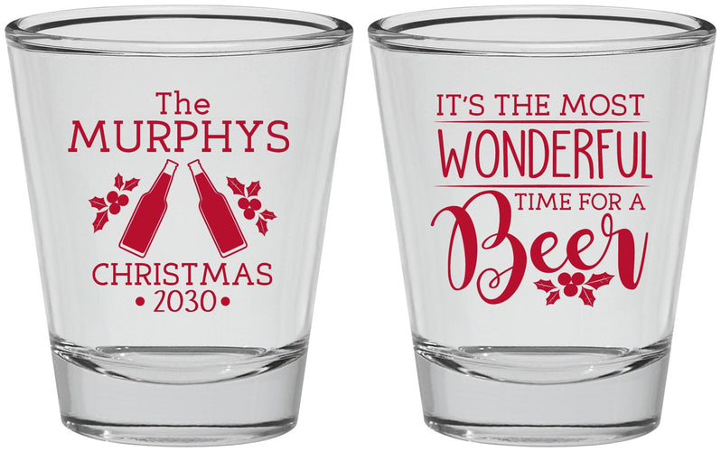 Personalized Christmas Shot Glasses - Wonderful Time For A Beer | 280012