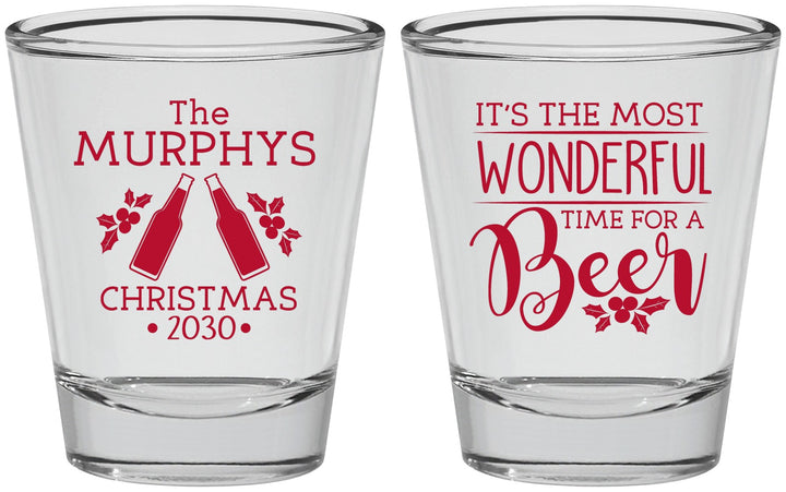 Personalized Christmas Shot Glasses - Wonderful Time For A Beer | 280012