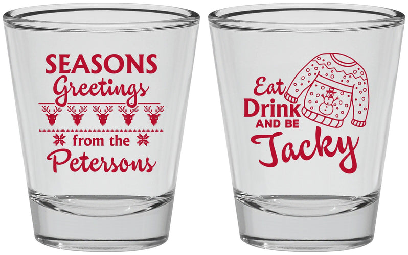 Personalized Christmas Shot Glasses - Eat Drink Be Jacky | 280016