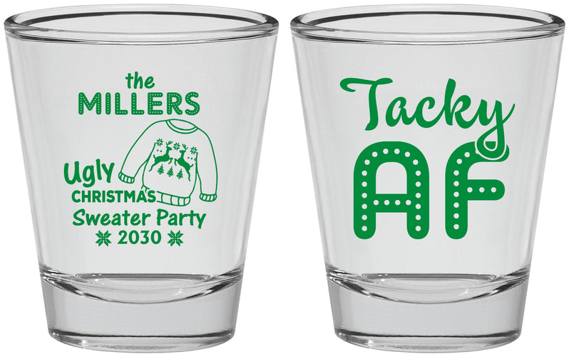 Personalized Christmas Shot Glasses - Tacky Af | 280017