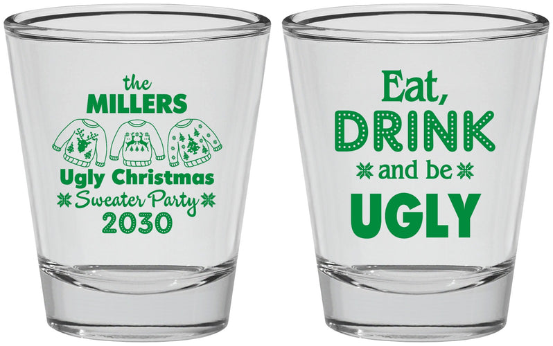 Personalized Christmas Shot Glasses - Ugly Sweater | 280023