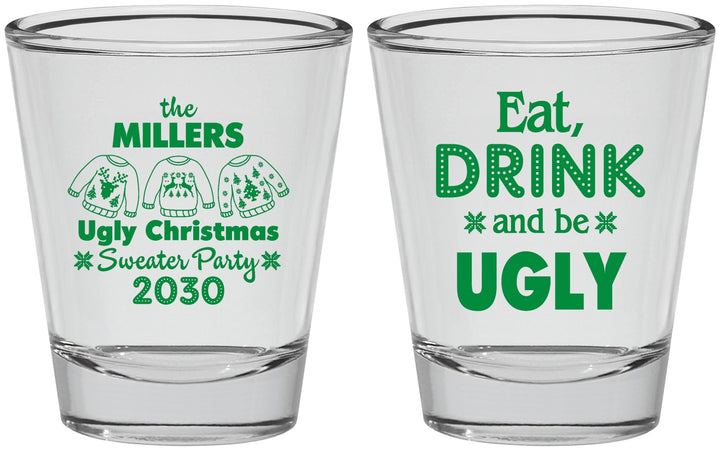 Personalized Christmas Shot Glasses - Ugly Sweater | 280023