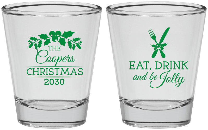 Personalized Christmas Shot Glasses - Eat Drink And Be Jolly | 280033