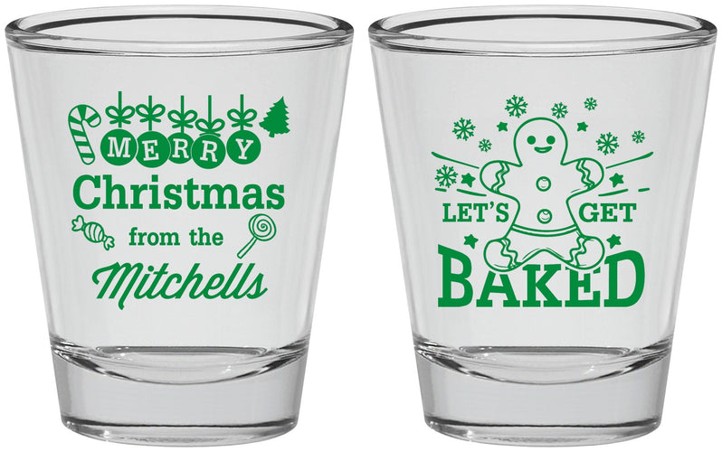Personalized Christmas Shot Glasses - Lets Get Baked | 280039