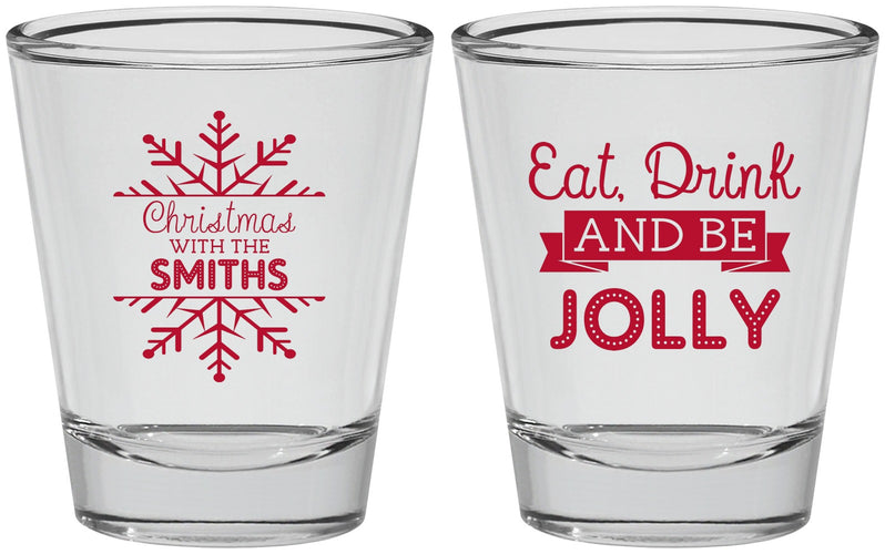 Personalized Christmas Shot Glasses - Eat Drink Jolly | 280040