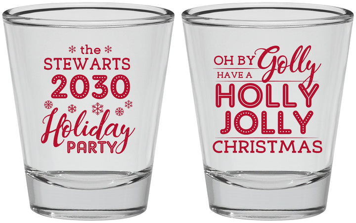 Personalized Christmas Shot Glasses - Holly Jolly | 280046