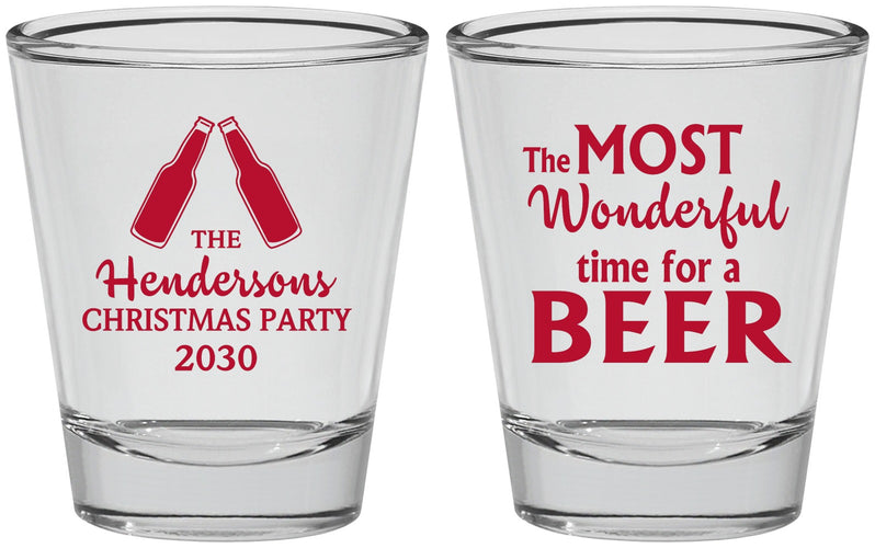Personalized Christmas Shot Glasses - Wonderful Time For A Beer | 280064