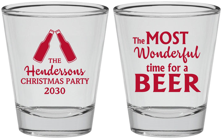 Personalized Christmas Shot Glasses - Wonderful Time For A Beer | 280064