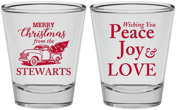 Personalized Christmas Shot Glasses - Peace Joy Love | 280070