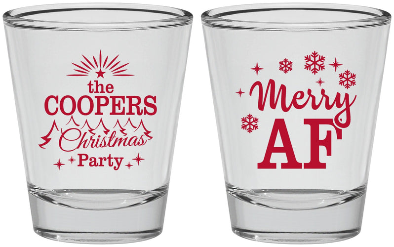 Personalized Christmas Shot Glasses - Merry Af | 280078