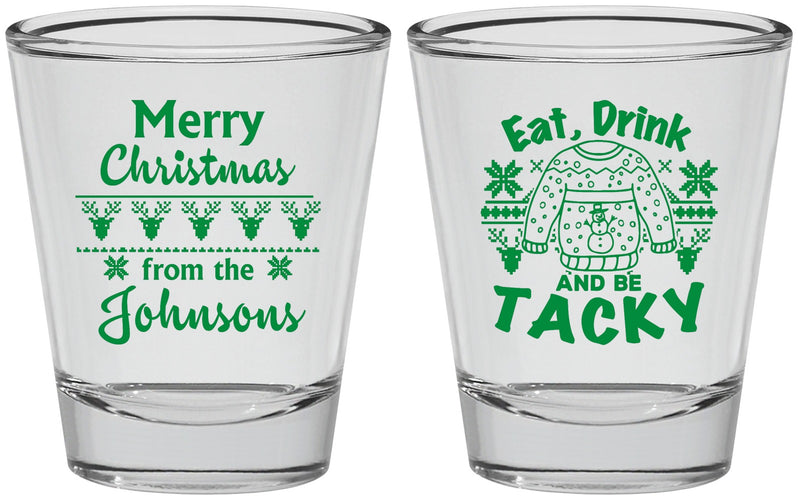 Personalized Christmas Shot Glasses - Eat Drink Tacky | 280081