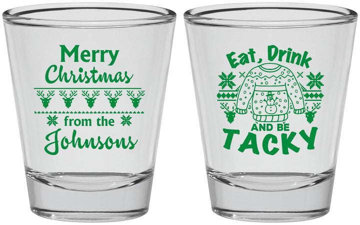 Personalized Christmas Shot Glasses - Eat Drink Tacky | 280081
