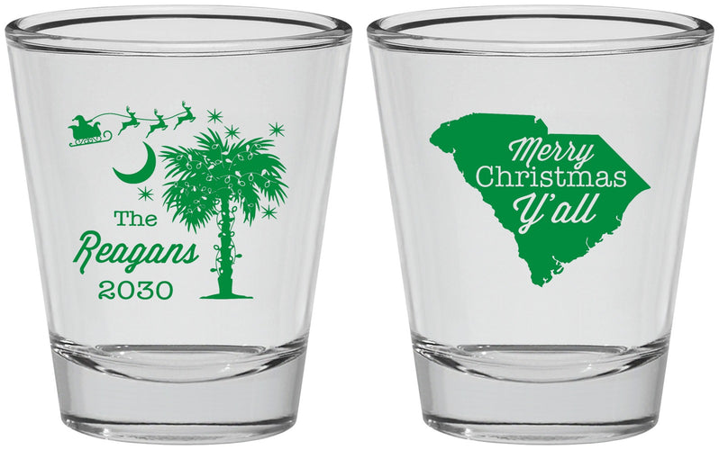 Personalized Christmas Shot Glasses - South Carolina | 280083