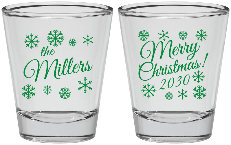 Personalized Christmas Shot Glasses - Snowflakes | 280089