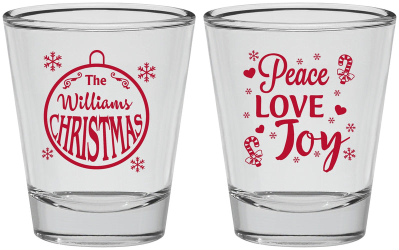 Personalized Christmas Shot Glasses - Peace Joy Love | 280094