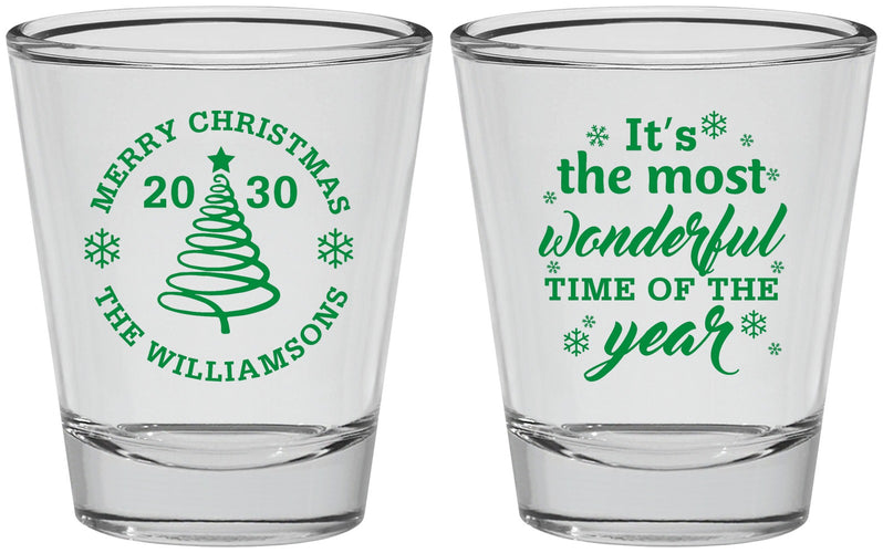 Personalized Christmas Shot Glasses - Wonderful Time For A Beer | 280099