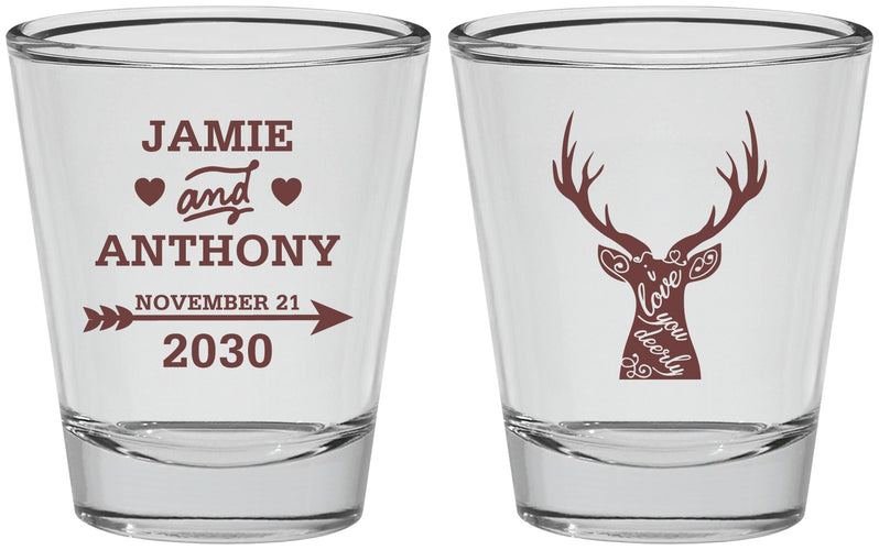 Personalized Wedding Shot Glasses - Deer | 282