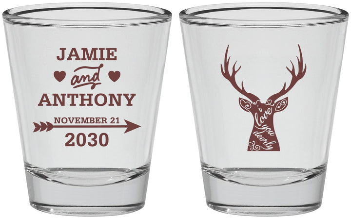 Personalized Wedding Shot Glasses - Deer | 282