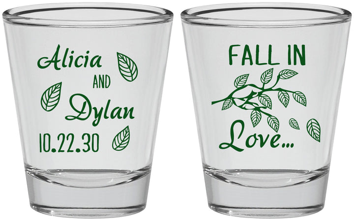 Personalized Wedding Shot Glasses - Fall In Love | 283