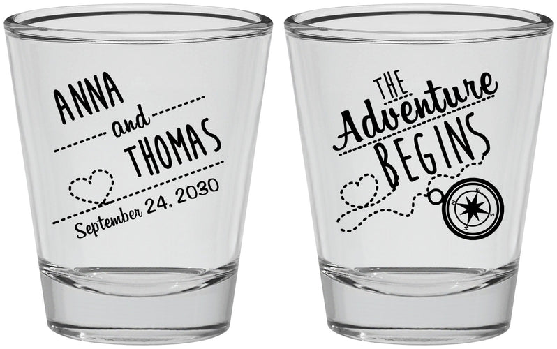 Personalized Wedding Shot Glasses - The Adventure Begins | 284