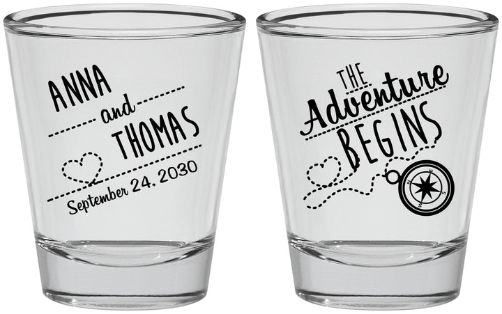Personalized Wedding Shot Glasses - The Adventure Begins | 284