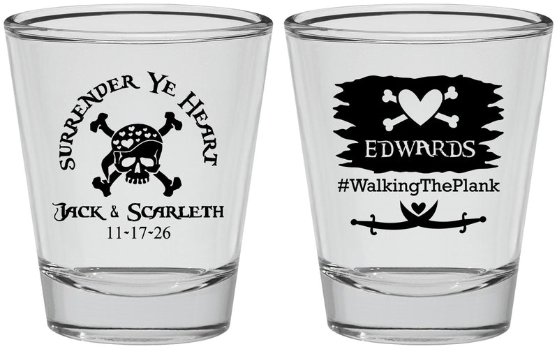 Personalized Wedding Shot Glasses - Pirate | 286