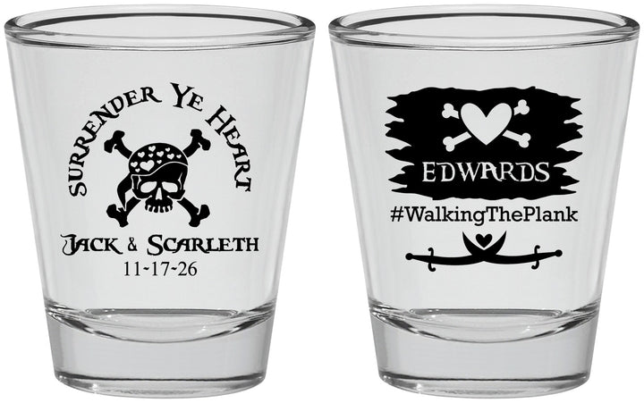 Personalized Wedding Shot Glasses - Pirate | 286
