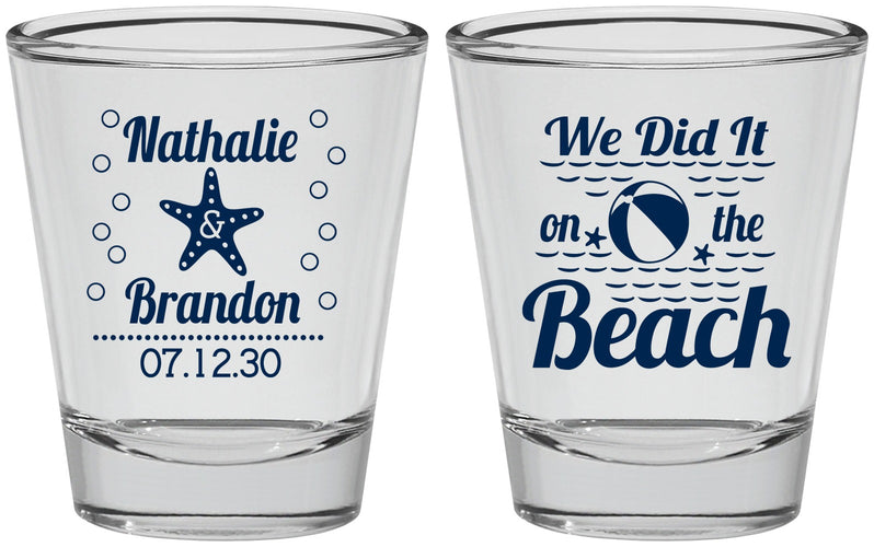 Personalized Wedding Shot Glasses - We Did It On The Beach | 287