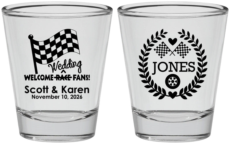 Personalized Wedding Shot Glasses - Racing | 289