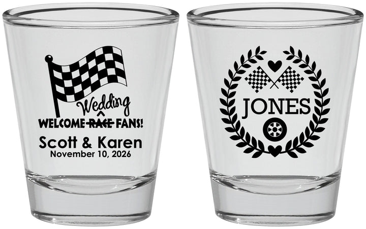 Personalized Wedding Shot Glasses - Racing | 289