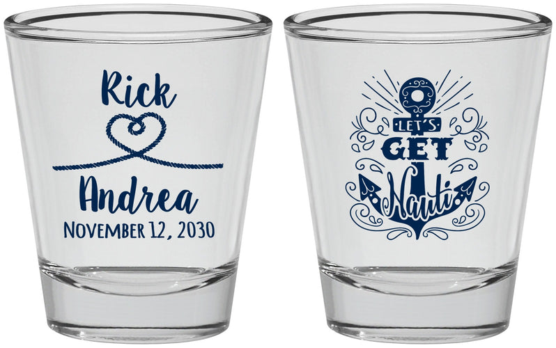 Personalized Wedding Shot Glasses - Lets Get Nauti | 292