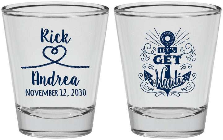 Personalized Wedding Shot Glasses - Lets Get Nauti | 292