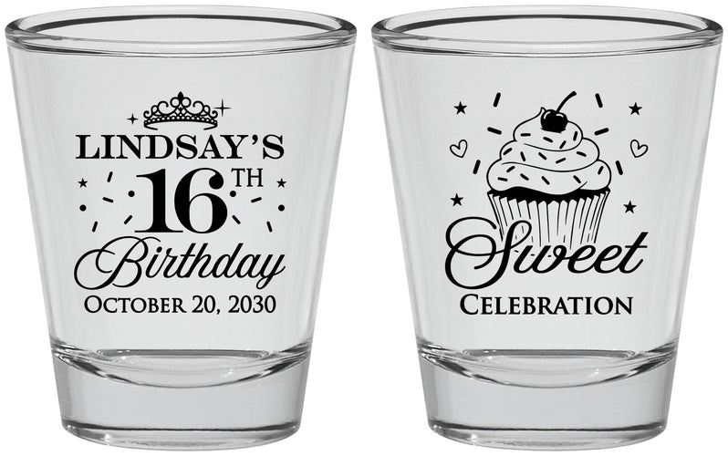 Personalized 16th Birthday Shot Glasses - Cupcake | 300000