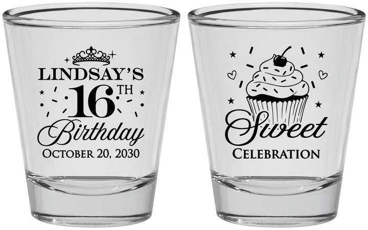 Personalized 16th Birthday Shot Glasses - Cupcake | 300000