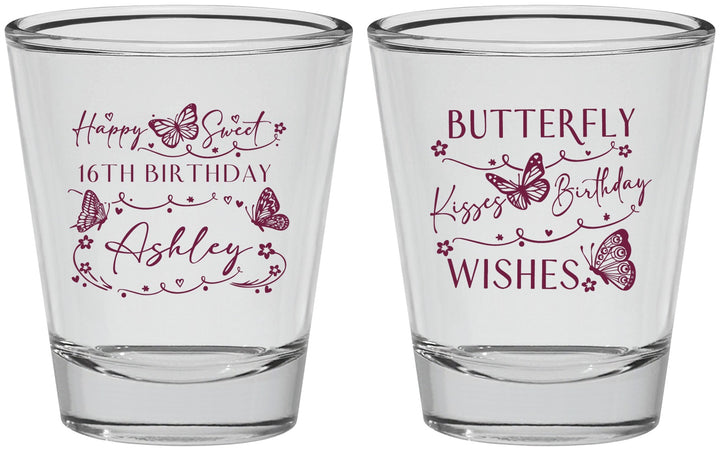 Personalized 16th Birthday Shot Glasses - Butterfly Wishes | 300001