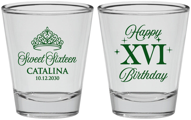 Personalized 16th Birthday Shot Glasses - Tiara | 300002