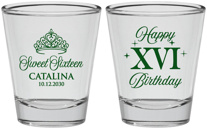 Personalized 16th Birthday Shot Glasses - Tiara | 300002