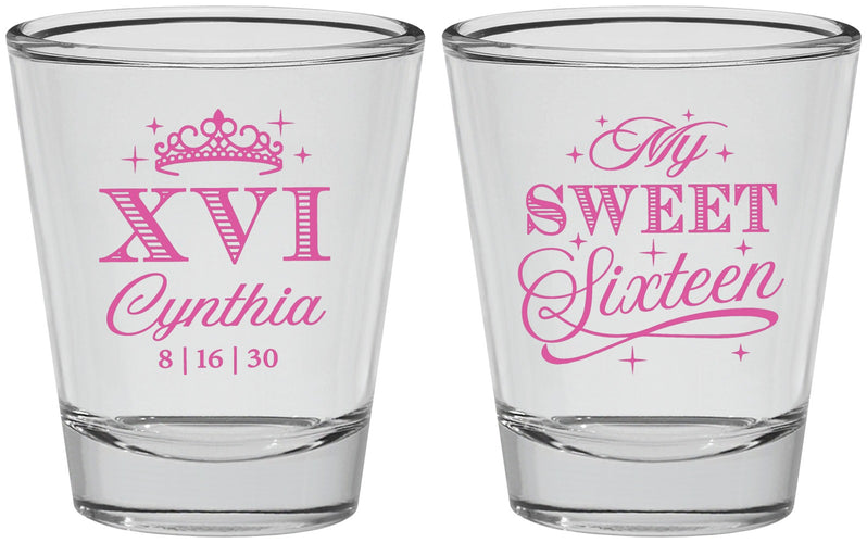 Personalized 16th Birthday Shot Glasses - Tiara | 300003