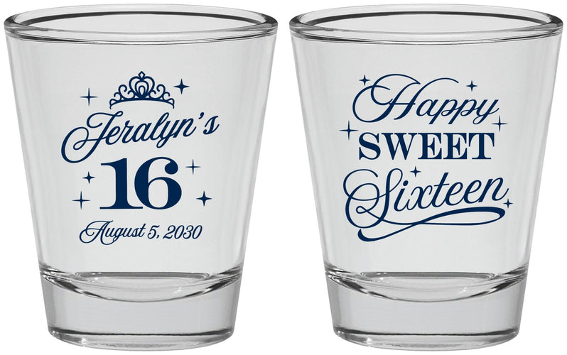 Personalized 16th Birthday Shot Glasses - Tiara | 300004
