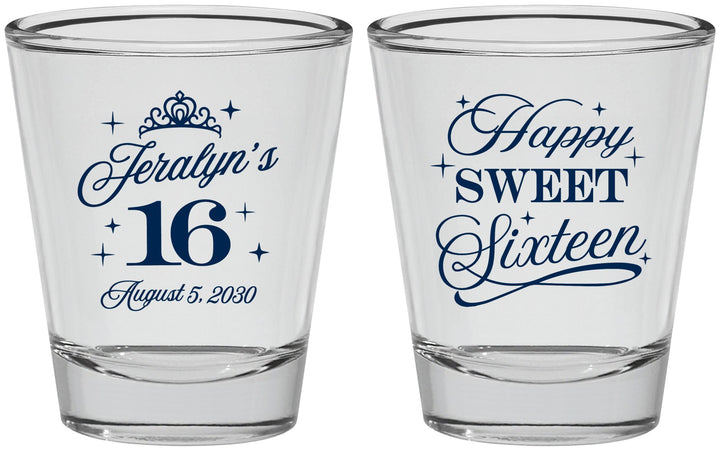 Personalized 16th Birthday Shot Glasses - Tiara | 300004