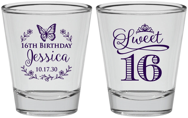 Personalized 16th Birthday Shot Glasses - Butterfly | 300005