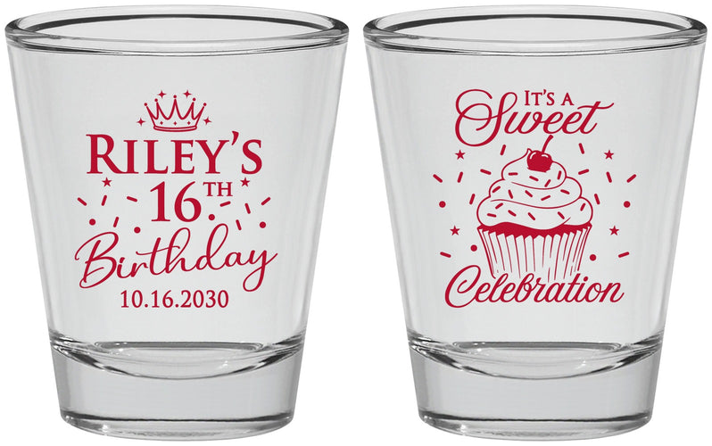 Personalized 16th Birthday Shot Glasses - Cupcake | 300006