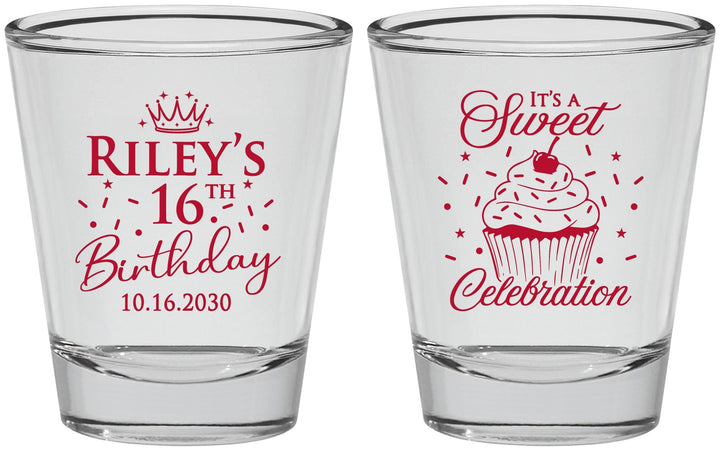 Personalized 16th Birthday Shot Glasses - Cupcake | 300006