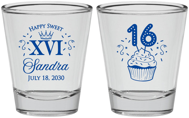 Personalized 16th Birthday Shot Glasses - Cupcake | 300007