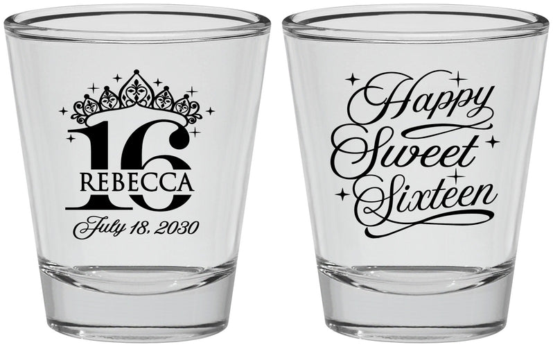 Personalized 16th Birthday Shot Glasses - Tiara | 300008