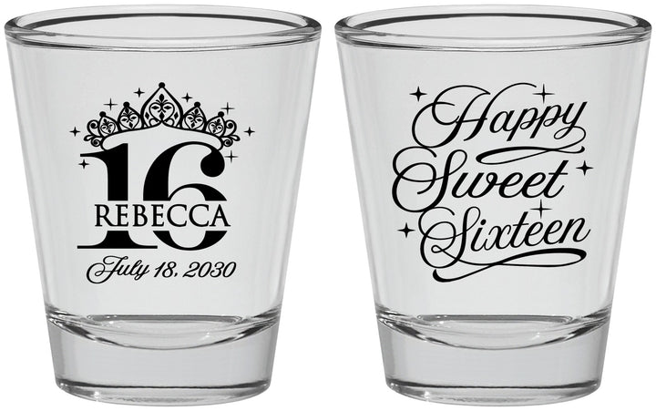 Personalized 16th Birthday Shot Glasses - Tiara | 300008