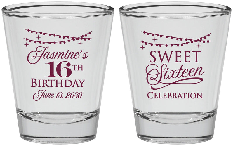 Personalized 16th Birthday Shot Glasses - String Lights | 300009