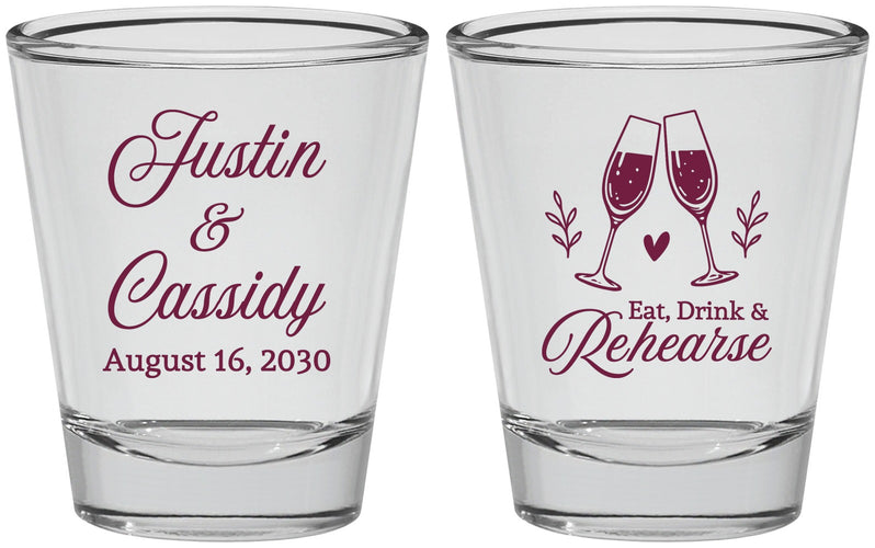 Personalized Rehearsal Dinner Shot Glasses - Eat Drink Rehearse | 30001