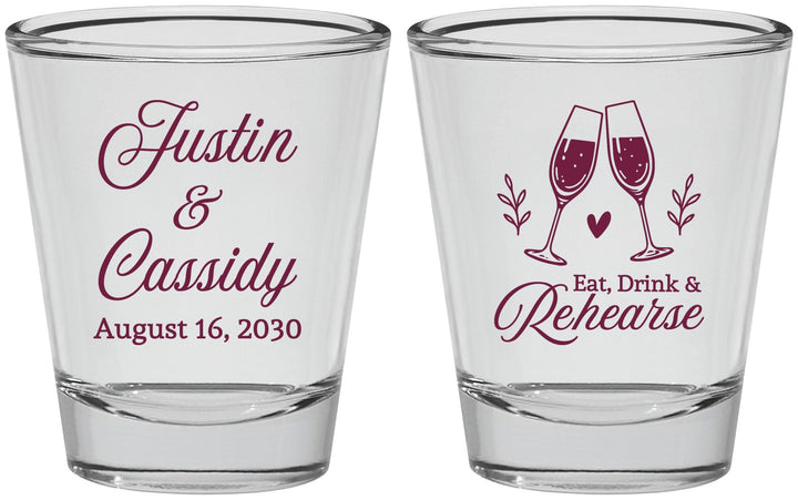 Personalized Rehearsal Dinner Shot Glasses - Eat Drink Rehearse | 30001